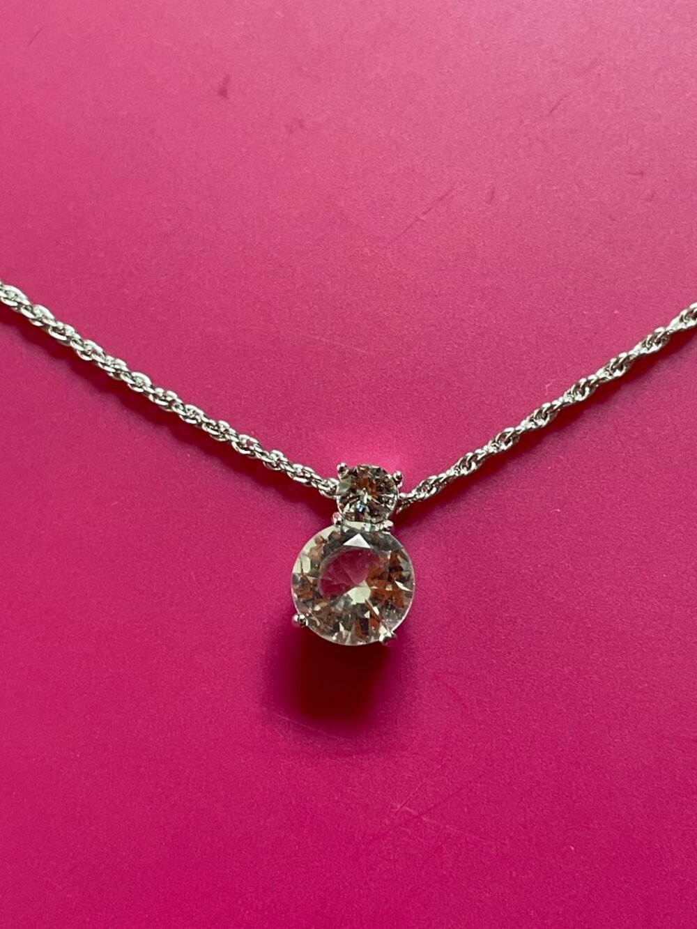 FIRM Swarovski Brilliant Crystal Rhodium Solitaire Necklace and Earrings Box Set - Picture 3 of 9